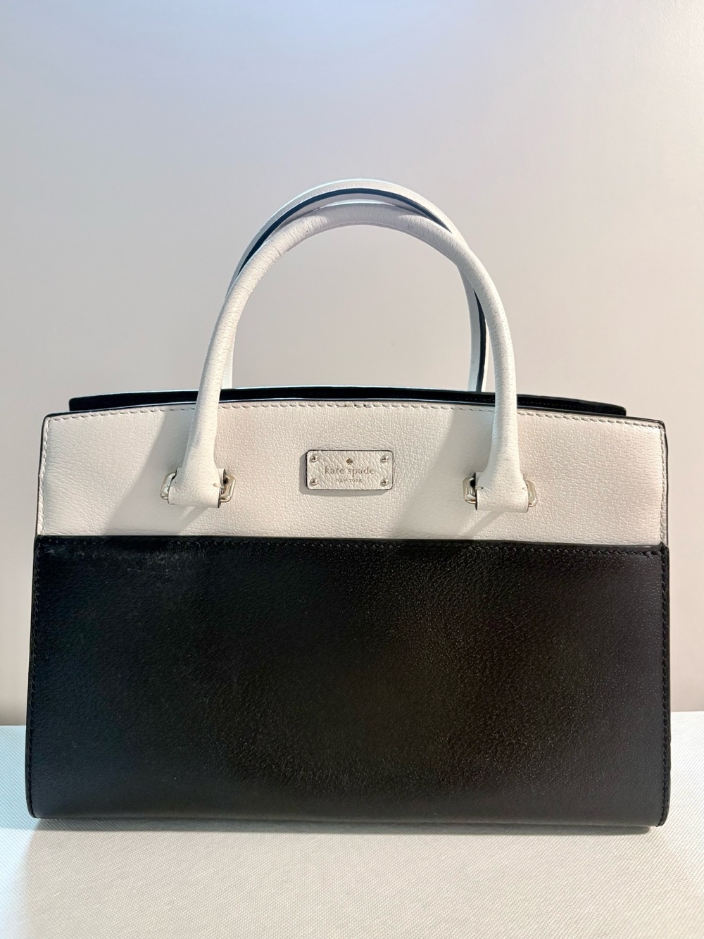 KATE SPADE Black and White Two-Tone Structured Tote